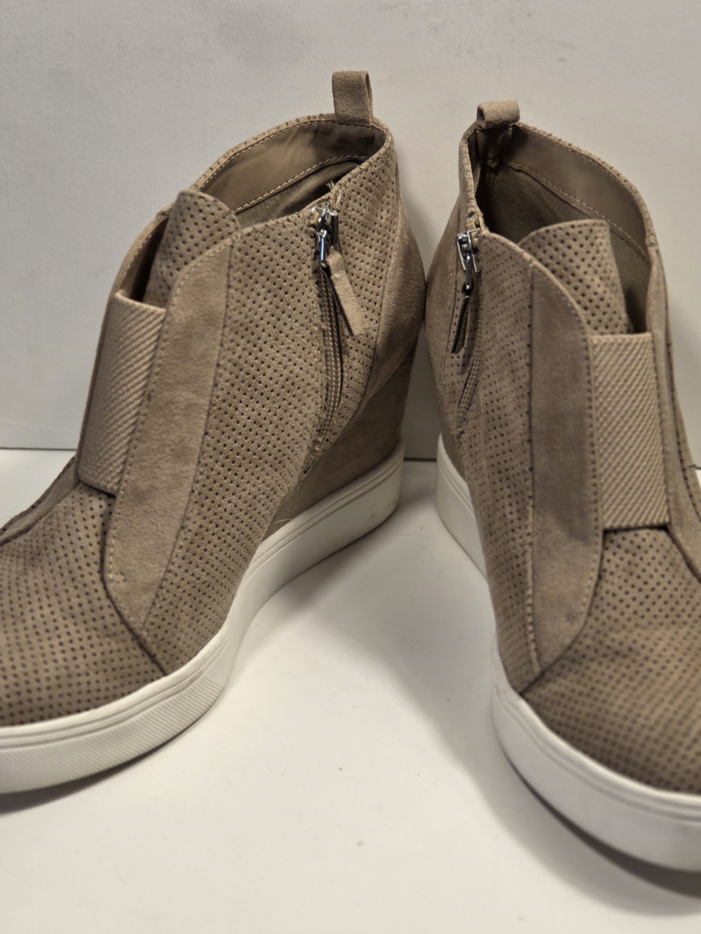 MIA Taupe Slip-On High-Top Perforated Sneakers - Picture 7 of 9